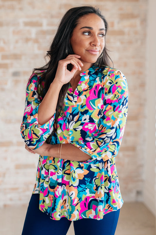 Lizzy Top in Neon Floral